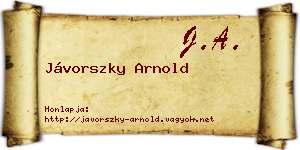 Jávorszky Arnold névjegykártya